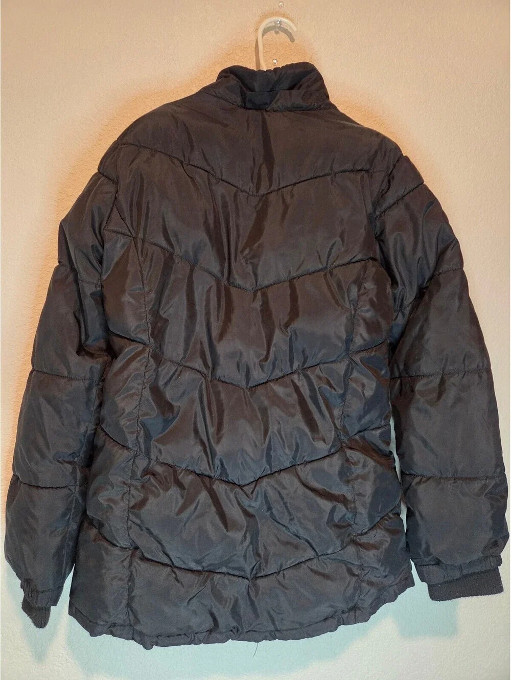 Justice Black Puffer Jacket with Sherpa Lining, Size M (10)